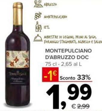 Todis MONTEPULCIANO D'ABRUZZO DOC 75 cl offerta