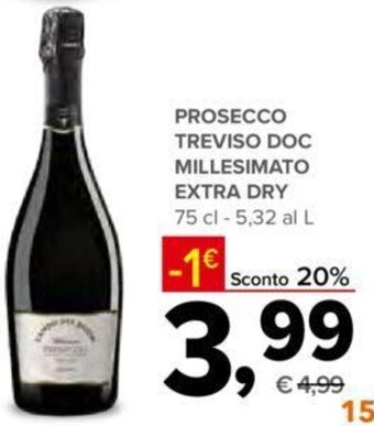 Todis PROSECCO TREVISO DOC MILLESIMATO EXTRA DRY 75 cl offerta