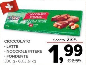 Todis CIOCCOLATO - LATTE - NOCCIOLE INTERE -FONDENTE 300g offerta