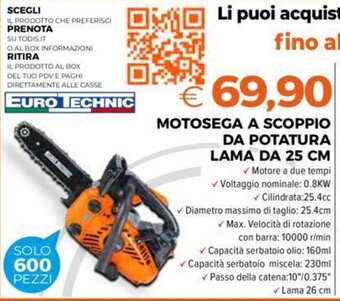 Todis MOTOSEGA A SCOPPIO DA POTATURA LAMA DA 25 CM offerta