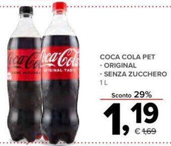 Todis COCA COLA PET - ORIGINAL -SENZA ZUCCHERO 1L offerta
