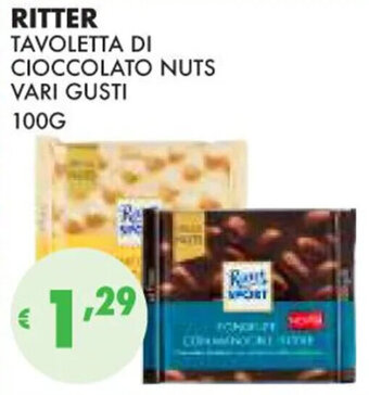 Eté RITTER TAVOLETTA DI CIOCCOLATO NUTS VARI GUSTI 100G offerta
