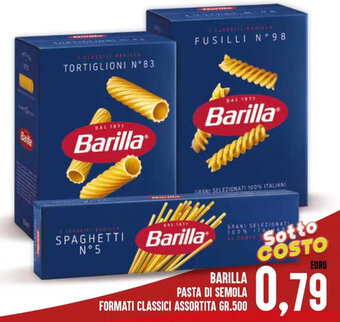 Iper Pellicano BARILLA PASTA DI SEMOLA FORMATI CLASSICI ASSORTITA GR.500 offerta