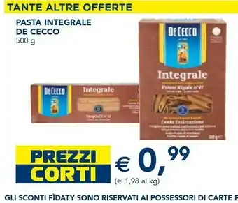 Esselunga De Cecco Integrale Spaghetti N. 12 500 G(ml) offerta