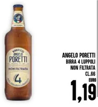 Iper Pellicano ANGELO PORETTI BIRRA 4 LUPPOLI NON FILTRATA CL.66 offerta