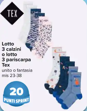Carrefour Tex Lotto 3 calzini o lotto 3 pariscarpa offerta