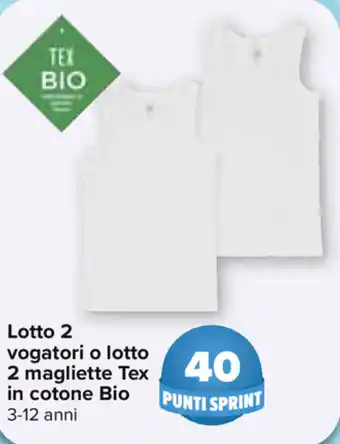 Carrefour Tex Lotto 2 vogatori o lotto 2 magliette in cotone Bio offerta