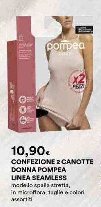 Ipercoop CONFEZIONE 2 CANOTTE DONNA POMPEA LINEA SEAMLESS offerta