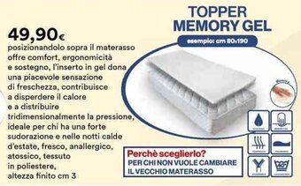 Ipercoop TOPPER MEMORY GEL offerta