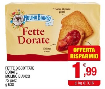 Gran mercato FETTE BISCOTTATE DORATE MULINO BIANCO 72 pezzi g 630 offerta