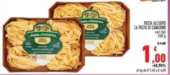 Conad PASTA ALL'UOVO LA PASTA DI CAMERINO vari tipi 250 g offerta