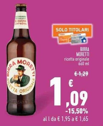 Conad BIRRA MORETTI ricetta originale 660 ml offerta
