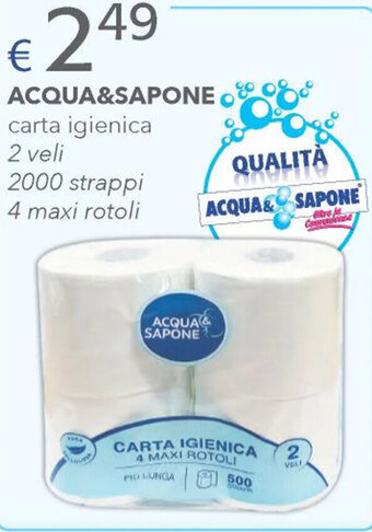 Acqua & Sapone ACQUA&SAPONE carta igienica 2 veli 2000 strappi 4 maxi rotoli offerta