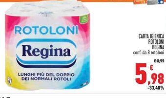 Conad CARTA IGIENICA ROTOLONI REGINA conf. da 8 rotoloni offerta