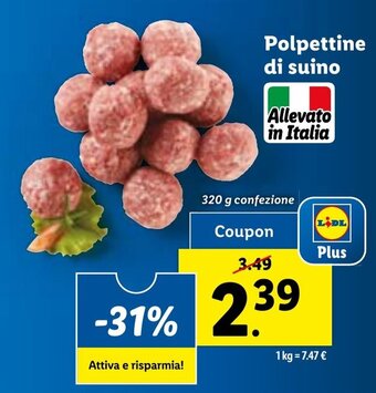 Lidl Polpettine di suino 320 g confezione offerta