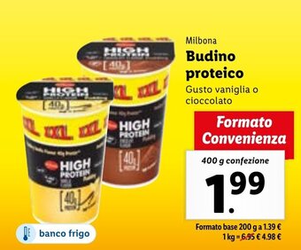 Lidl Milbona Budino proteico 400 g confezione offerta