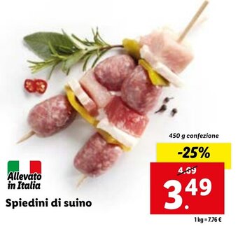 Lidl Spiedini di suino 450 g confezione offerta