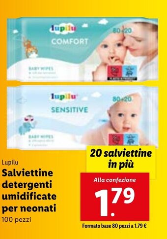 Lidl Lupilu Salviettine detergenti umidificate per neonati 100 pezzi offerta