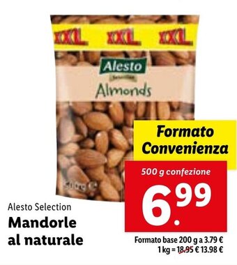 Lidl Alesto Selection Mandorle al naturale 500 g confezione offerta