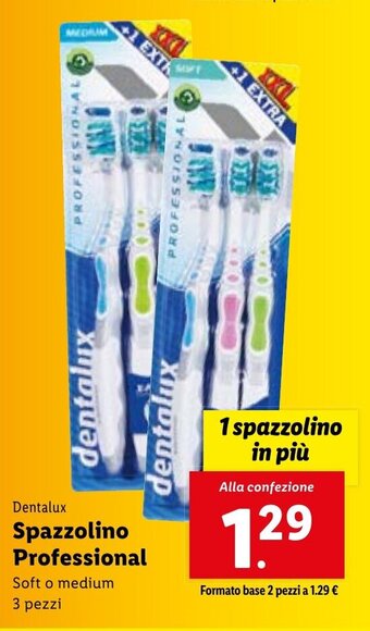 Lidl Dentalux Spazzolino Professional Soft o medium 3 pezzi offerta