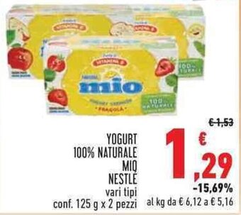 Conad YOGURT 100% NATURALE MIO NESTLE vari tipi conf. 125 g x 2 pezzi offerta