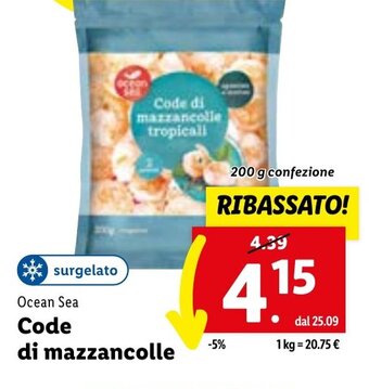 Lidl Ocean Sea Code di mazzancolle offerta