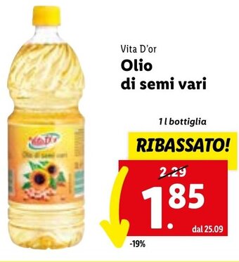 Lidl Vita D'or Olio di semi vari 1 l bottiglia offerta