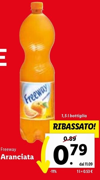 Lidl Freeway Aranciata 1,5 l bottiglia offerta