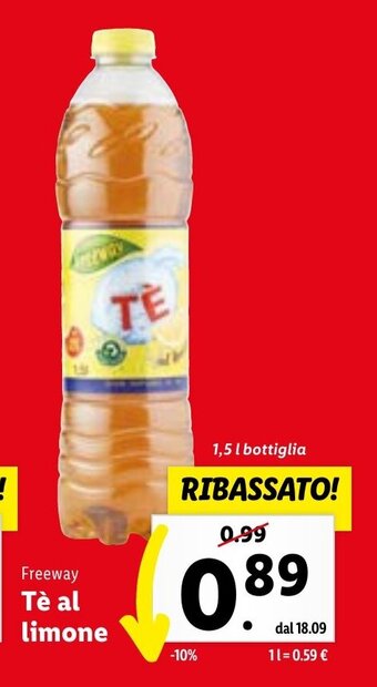 Lidl Freeway Tè al limone offerta