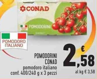 Conad POMODORINI CONAD pomodoro italiano conf. 400/240 g x 3 pezzi offerta
