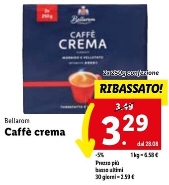Lidl Bellarom Caffè crema 2x 250g confezione offerta