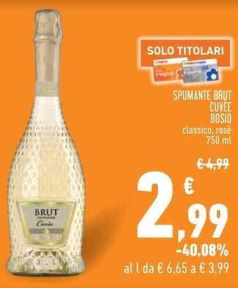 Conad SPUMANTE BRUT CUVEE BOSIO classico, rose 750 ml offerta