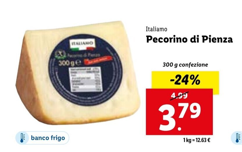 Italiamo Pecorino di Pienza 300 g confezione offerta di Lidl