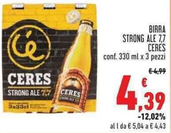 BIRRA STRONG ALE 7,7 CERES conf. 330 ml x 3 pezzi