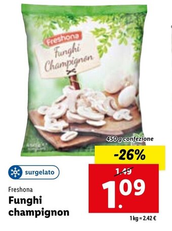 Lidl Freshona Funghi champignon 450 g confezione offerta