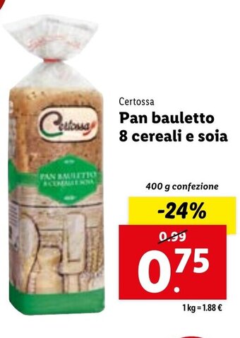 Lidl Certossa Pan bauletto 8 cereali e soia 400 g confezione offerta