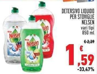 Conad DETERSIVO LIQUIDO PER STOVIGLIE NELSEN vari tipi 850 ml offerta