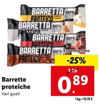 Lidl Barrette proteiche Vari gusti 45 g confezione offerta