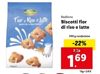 Lidl Realforno Biscotti fior di riso e latte 700 g confezione offerta