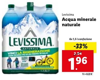 Lidl Levissima Acqua minerale naturale 6x 1,5 l confezione offerta
