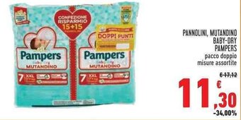 Conad PANNOLINI, MUTANDINO BABY-DRY PAMPERS pacco doppio misure assortite offerta