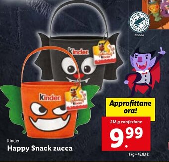 Lidl Kinder Happy Snack zucca 218 g confezione offerta