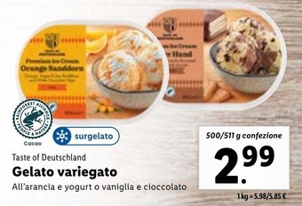 Lidl Taste of Deutschland Gelato variegato 500/511 g confezione offerta