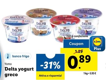 Lidl Yomo Delta yogurt greco 150 g confezione offerta