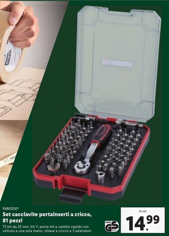 Lidl PARKSIDE Set cacciavite portainserti a cricco, 81 pezzi offerta