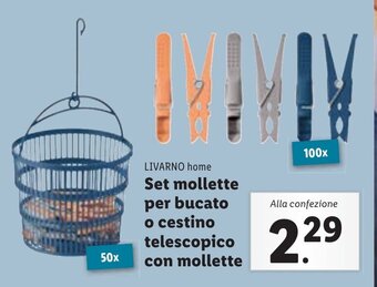 Lidl LIVARNO home Set mollette per bucato o cestino telescopico con mollette offerta