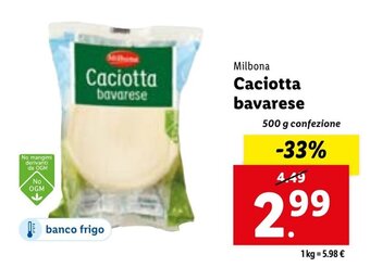 Lidl Milbona Caciotta bavarese 500 g confezione offerta