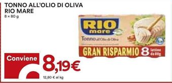 Coop TONNO ALL'OLIO DI OLIVA RIO MARE 8 x 80 g offerta