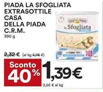 Coop PIADA LA SFOGLIATA EXTRASOTTILE CASA DELLA PIADA C.R.M. 390 g offerta