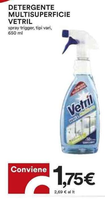 Coop DETERGENTE MULTISUPERFICIE VETRIL spray trigger, tipi vari, 650 ml offerta